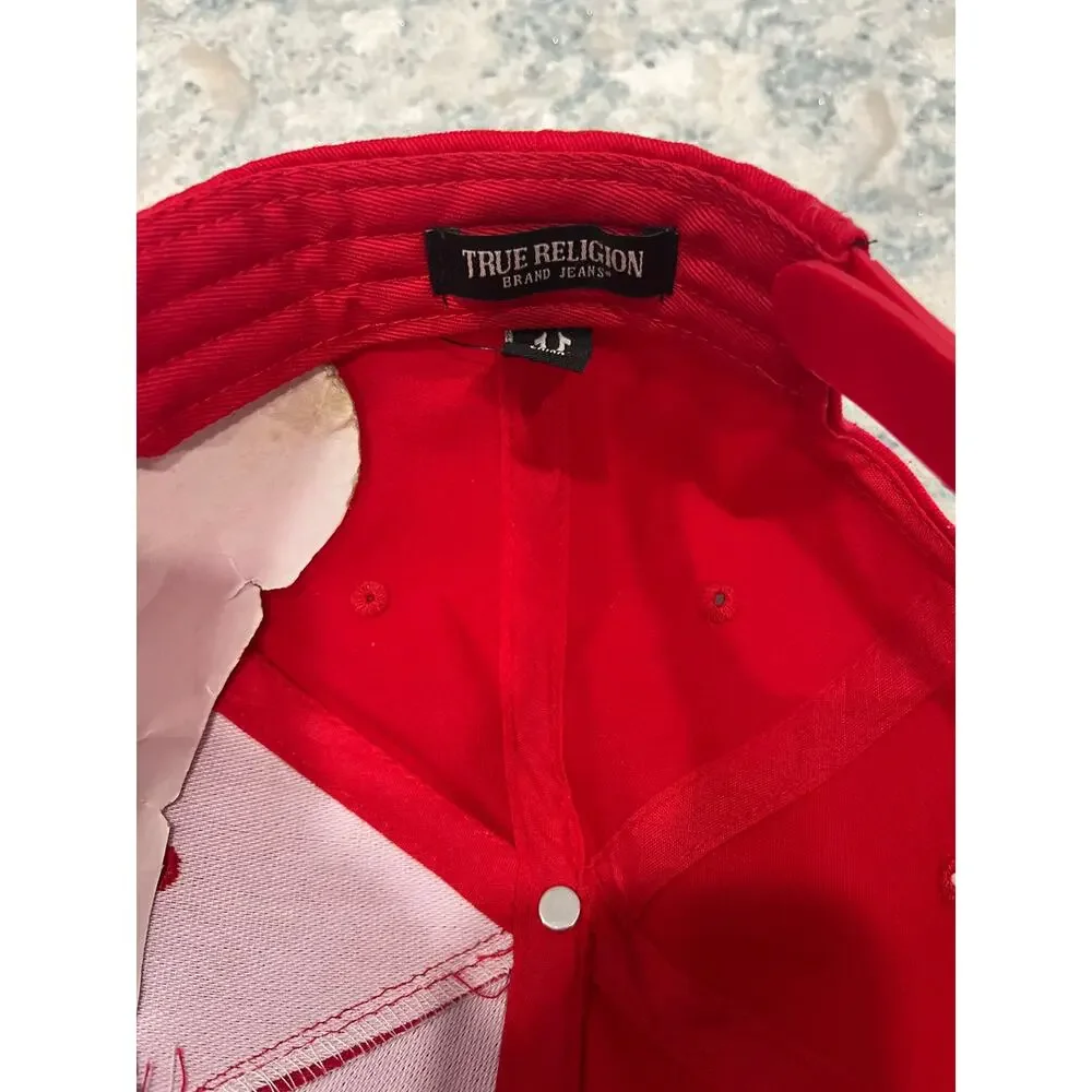 True Religion Snap Back Red & Black Logo Baseball Cap Hat
